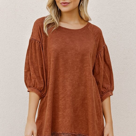 Altard State Women's Rust Top with Lace Hem Size Large PERFECT CONDITION - Picture 1 of 6